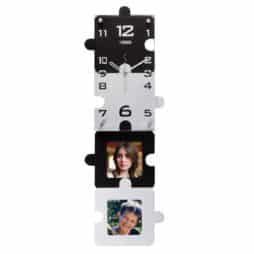 שעון קיר פאזל מאורך ל-2 תמונות 16x60 ס"מ