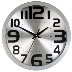 שעון קיר כסוף, מסגרת מתכת קוטר 36  ס"מ