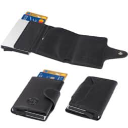 ארנק בטיחות RFID + NFC דמוי עור יוקרתי שולף כרטיסי אשראי ותא לשטרות מבית המותג גבעוני